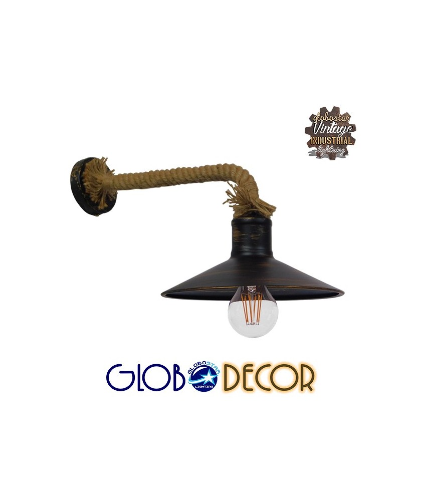 GLOBOSTAR® VINSA 01136 Boho Φωτιστικό Τοίχου - Απλίκα με Ντουί 1 x E27 AC 220-240V IP20 - Χάλκινο & Μπεζ - Μ50 x Π27 x Υ25cm